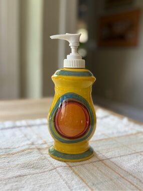 Gail Pittman “Creation Yellow” Ceramic Soap Dispenser with Multicolor Ring 2001